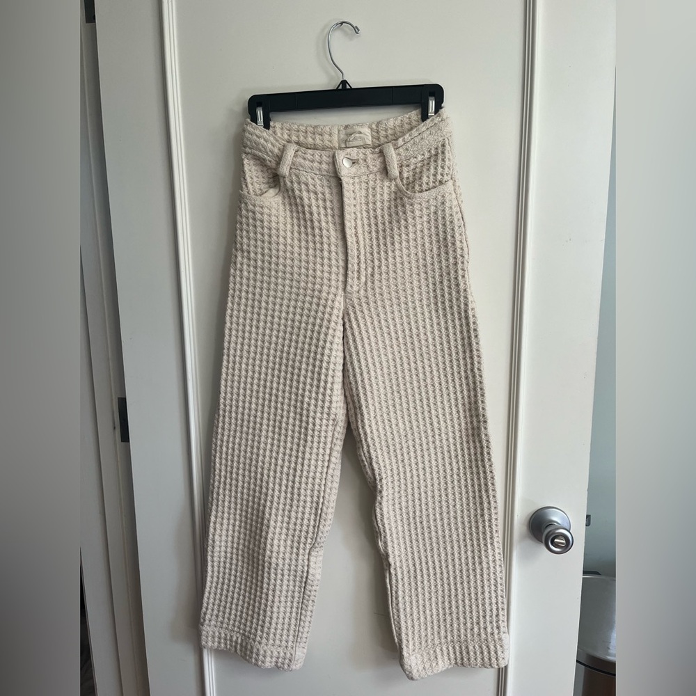 Wide leg pants / natural waffle